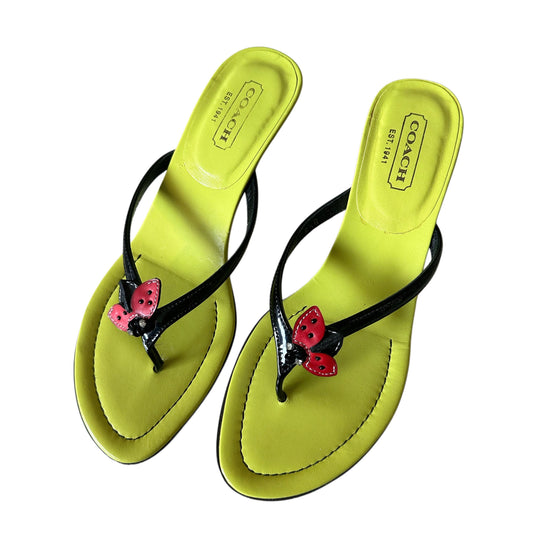 Coach Ladybug Rhinestone Thong Sandal Heels