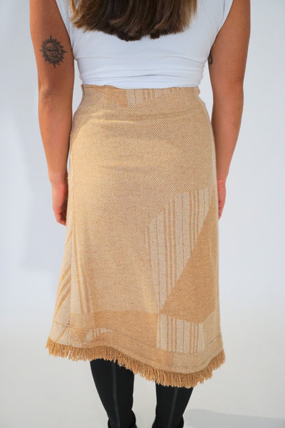 Burberry London Wool Blend Check Print Pleat Fray Hemline Midi Skirt