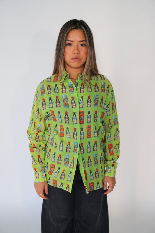 Versace Jeans Couture Multi Bottle Button Down LS Shirt