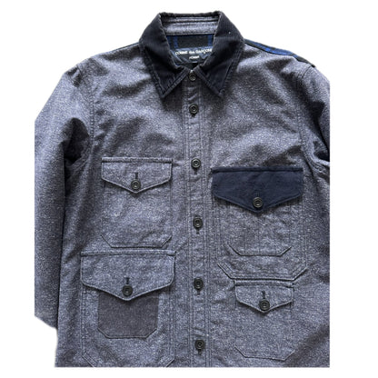 Comme Des Garcons HOMME AD2014 Navy Wool Patch Trucker Shacket