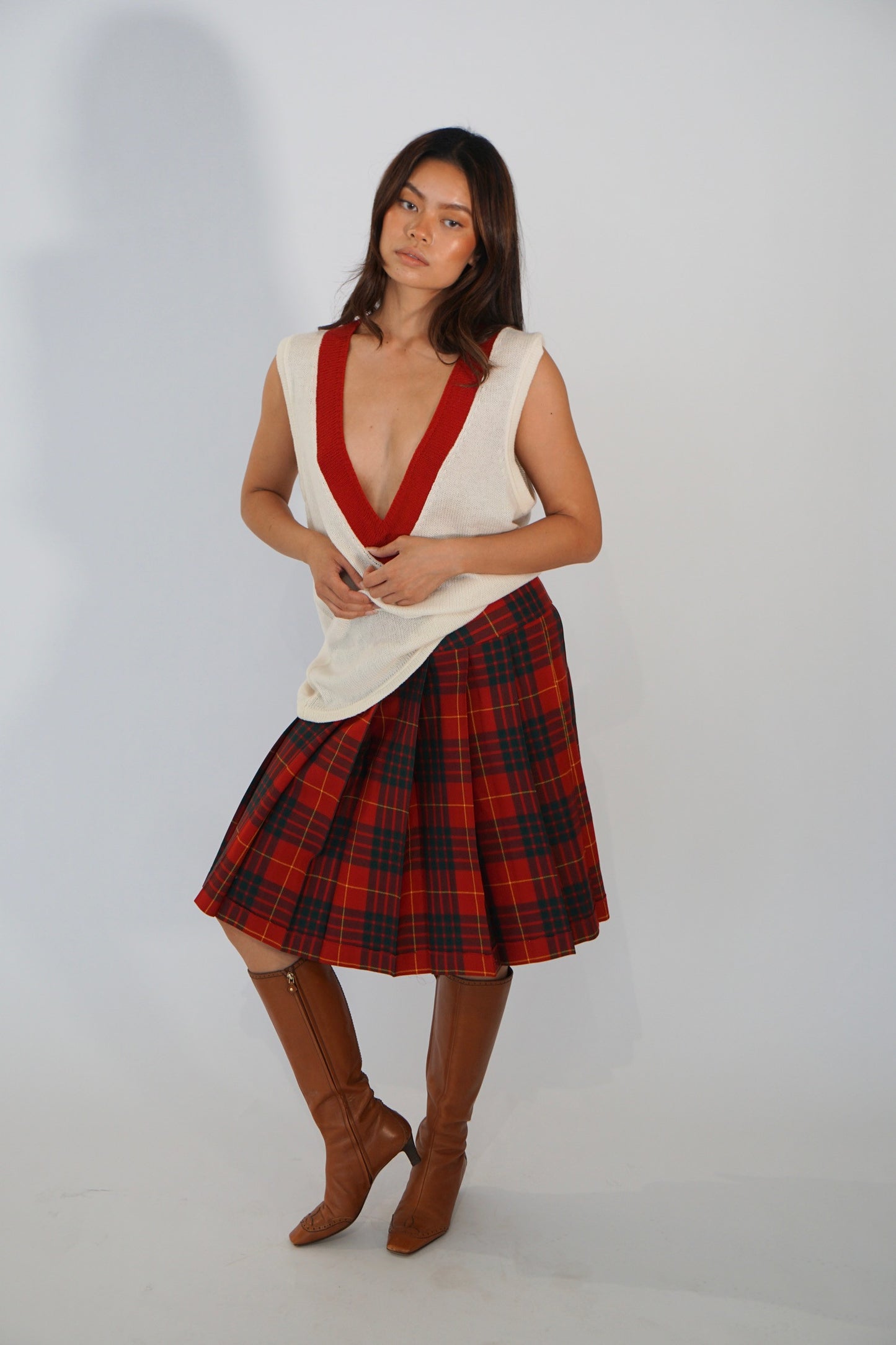 Comme Des Garcons Tartan Plaid Pleated Skirt