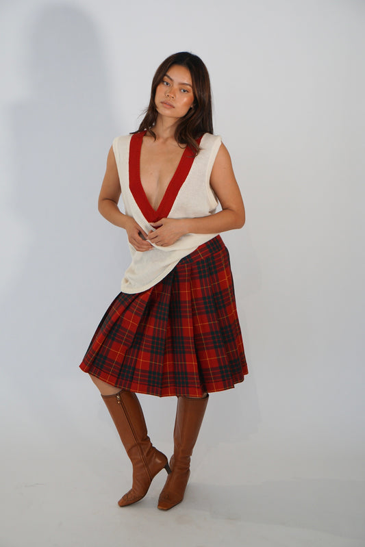 Comme Des Garcons Tartan Plaid Pleated Skirt
