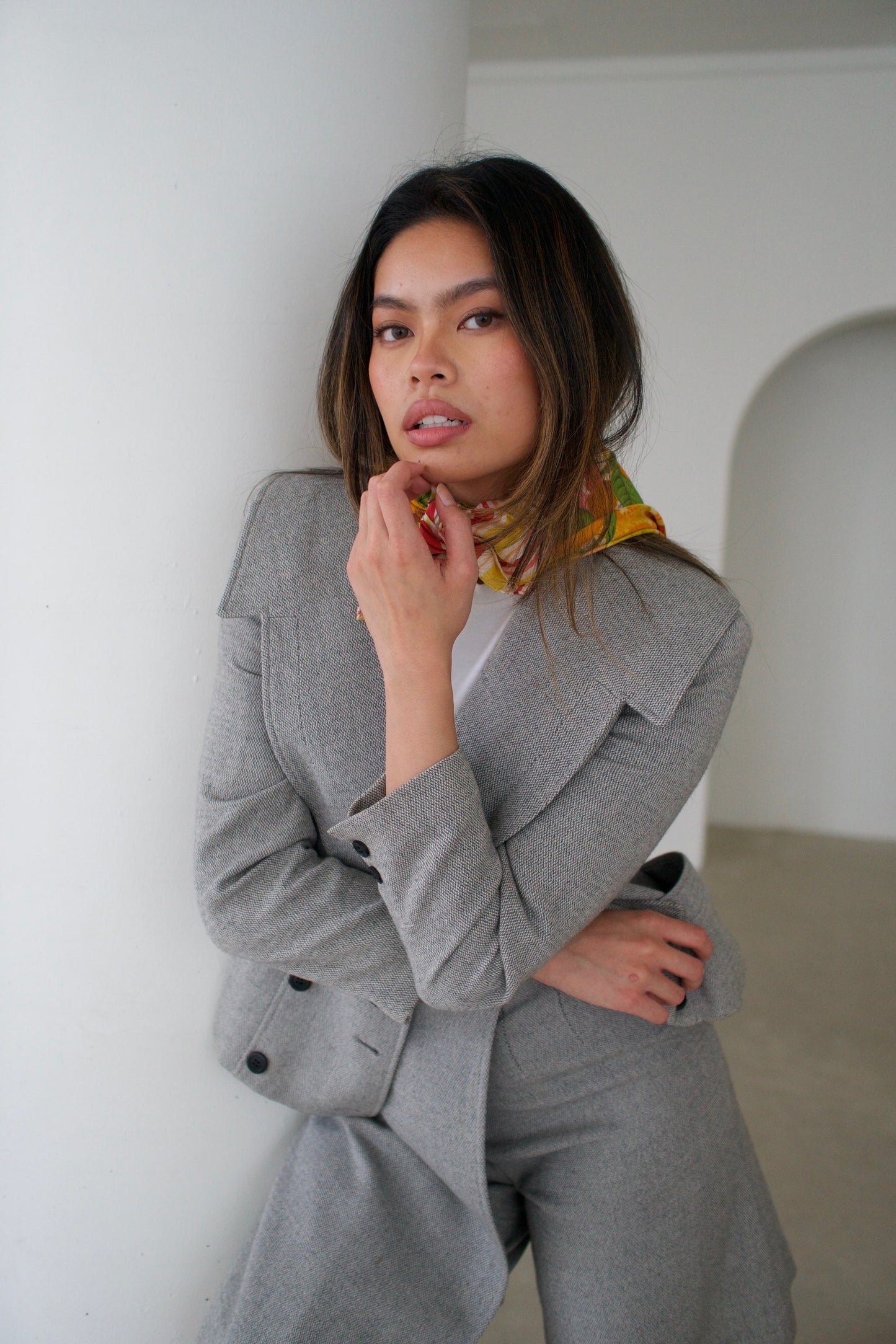 Courreges Sailor Collar Tweed Skort Suit