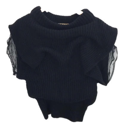Valentino Alpaca Wool Blend Knit Silk Layered SS Top
