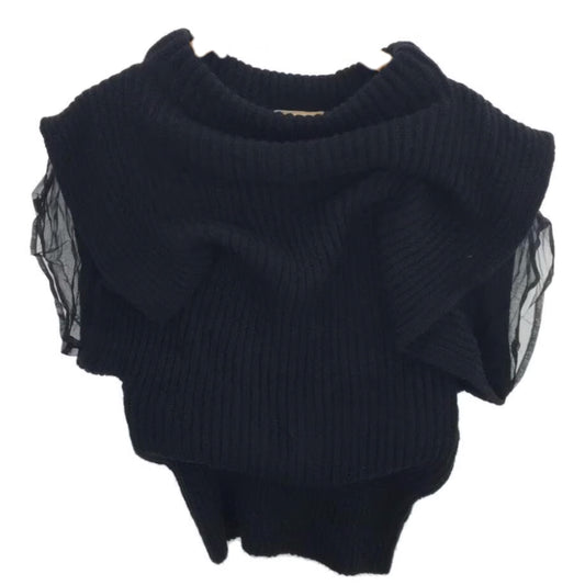 Valentino Alpaca Wool Blend Knit Silk Layered SS Top