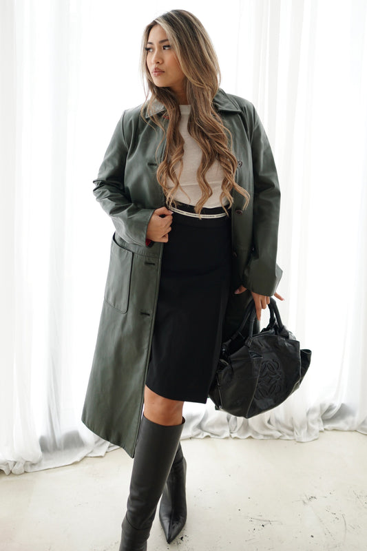 Paul Smith Green Calf Leather Trench Coat