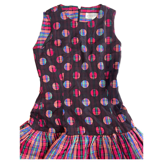 Givenchy Checkered Polka Dot Drop Waist Sless Dress