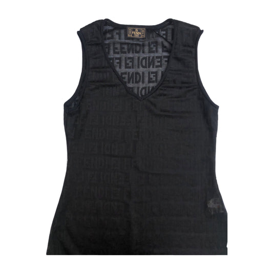 Fendi Logo Sheer Black Bodycon Dress