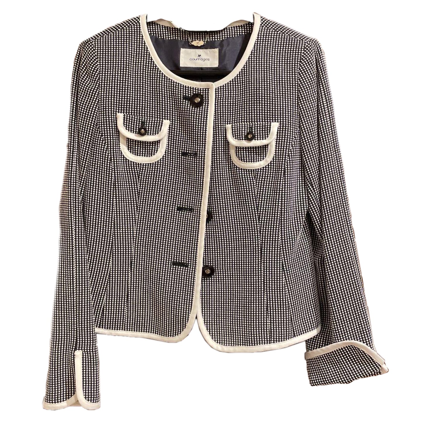 Courreges Checkered Piped Lining Button Down Blazer Skirt Set