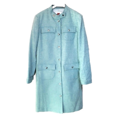Courreges Glitter Baby Blue Motor Snap Button Coat