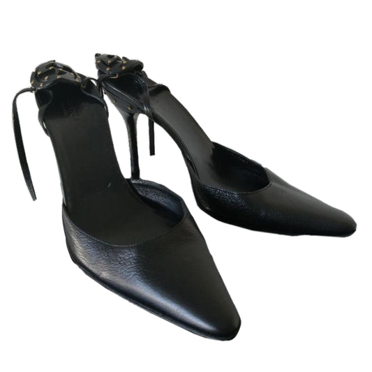 Gucci Leather Lace Up Logo Heels