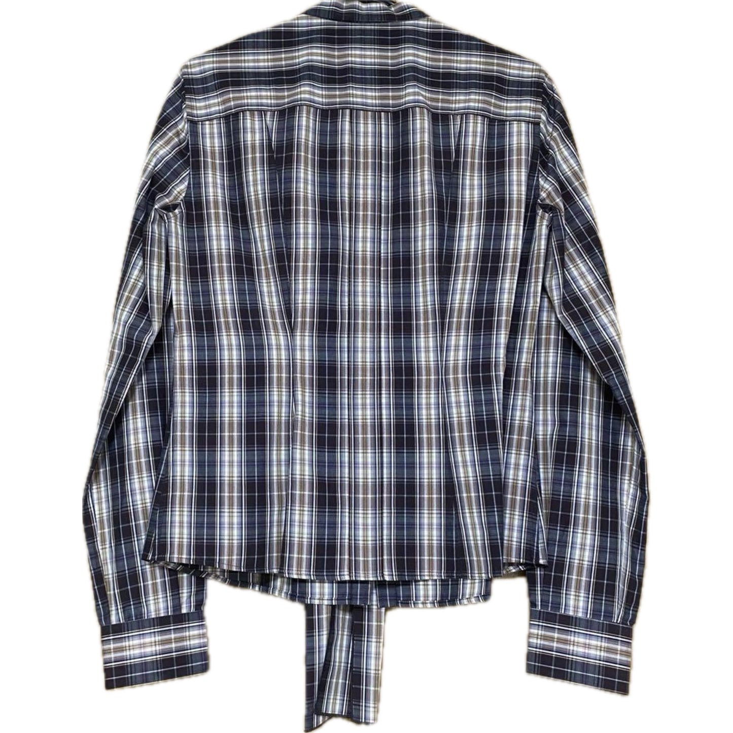 Dolce & Gabbana Checkered Western LS Blouse w Pussybow Tie