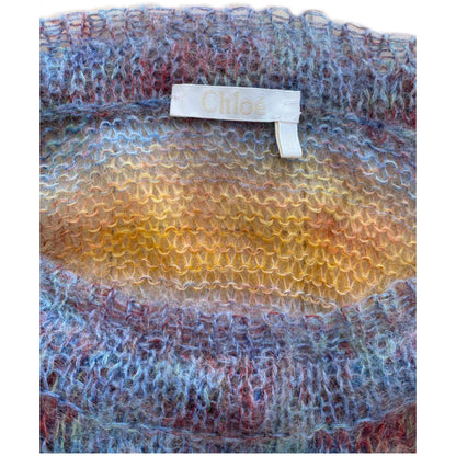Chloe Multi Colour Mohair Wool Knit Stripe Sweater