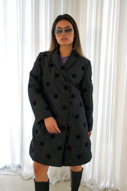 Giorgio Armani Floral Beaded Nylon Puffer Coat