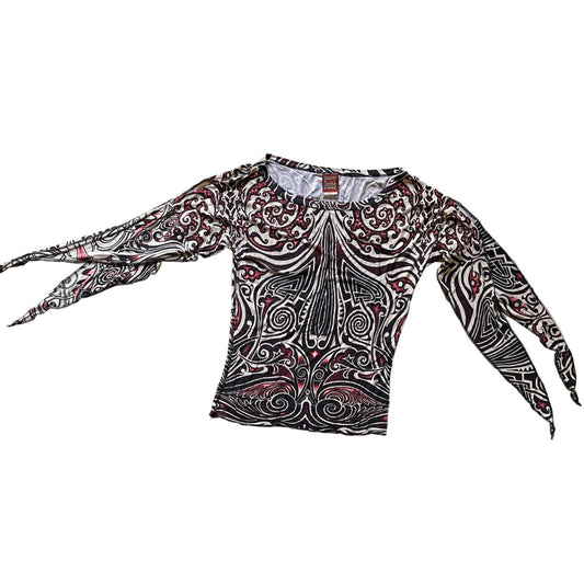 Jean Paul Gaultier SS96 Print Tie Up LS Top