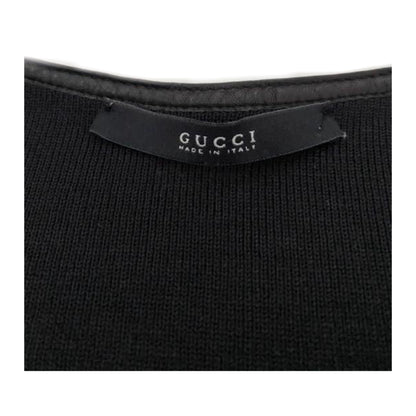 Gucci Ribbed Leather Trim Side Zipper Tank Top