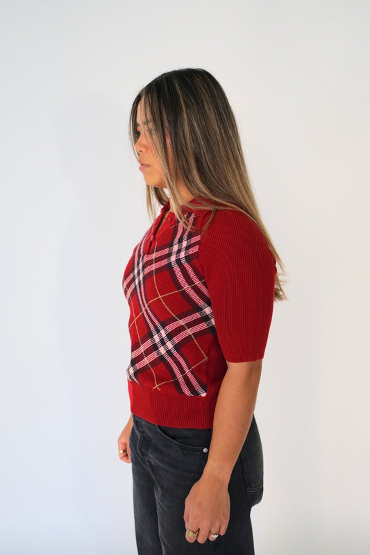 Burberry Golf Checkered Knit Polo