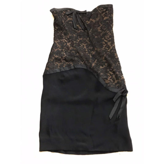 Saint Laurent Lace Black Strapless Dress