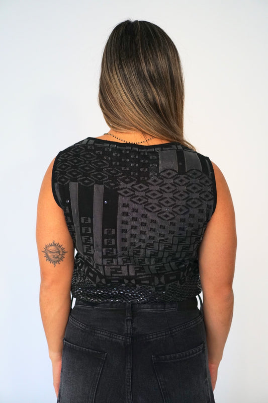 Fendi Knit Mesh Zucca Tank Crop Top