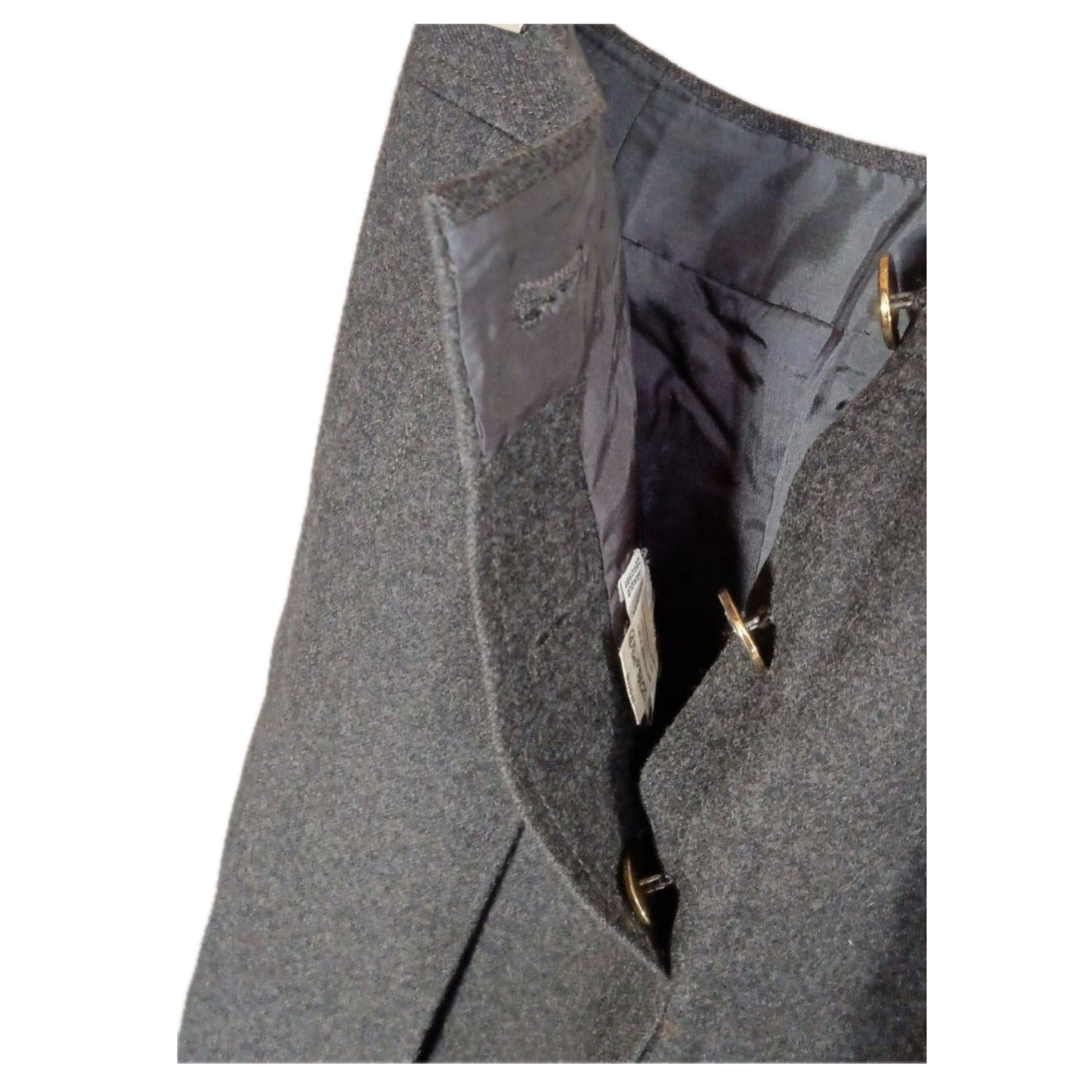 Celine Grey Pleated Wool Skirt w Gold Buttons