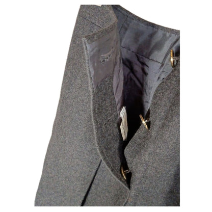 Celine Grey Pleated Wool Skirt w Gold Buttons