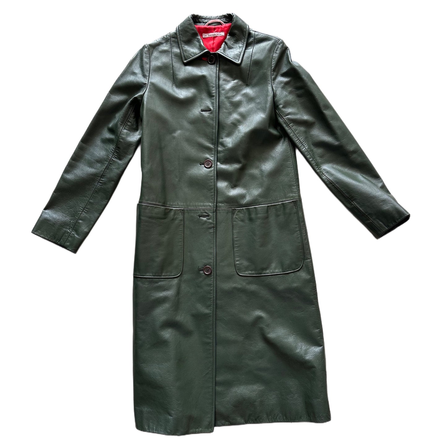 Paul Smith Green Calf Leather Trench Coat