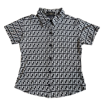Fendi Zucca Logo Button Down Polo