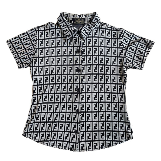 Fendi Zucca Logo Button Down Polo