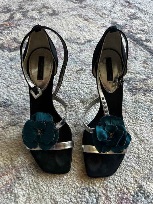Louis Vuitton Floral Logo Sandal Heels