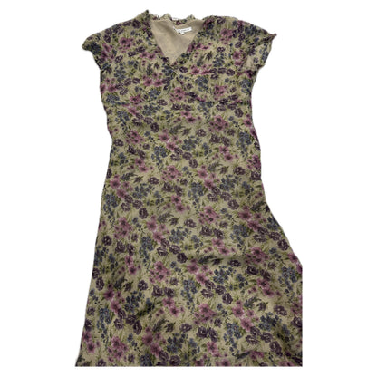 Laura Ashley Floral Cap SS V Neck Midi Dress