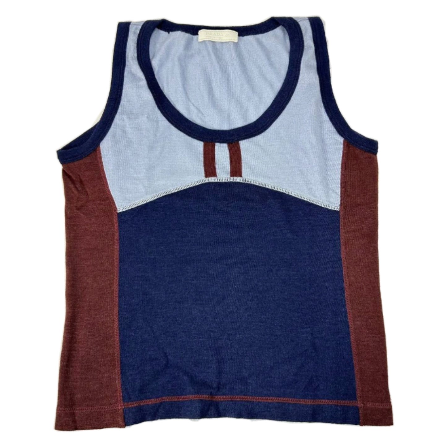 Prada Cashmere Silk Blend Knit Colour Block Tank Top