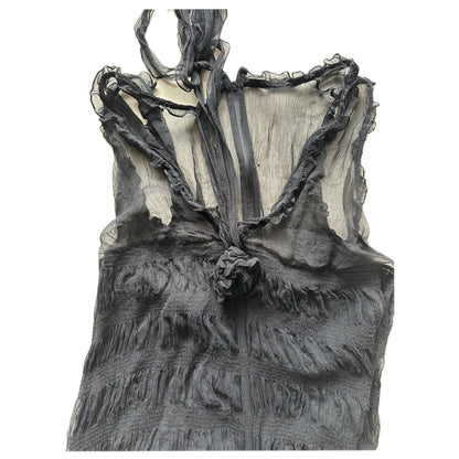 Dolce & Gabbana Silk Sheer Sless Corset Blouse w Wire & Rose Applique