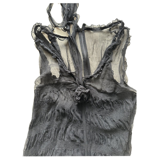 Dolce & Gabbana Silk Sheer Sless Corset Blouse w Wire & Rose Applique
