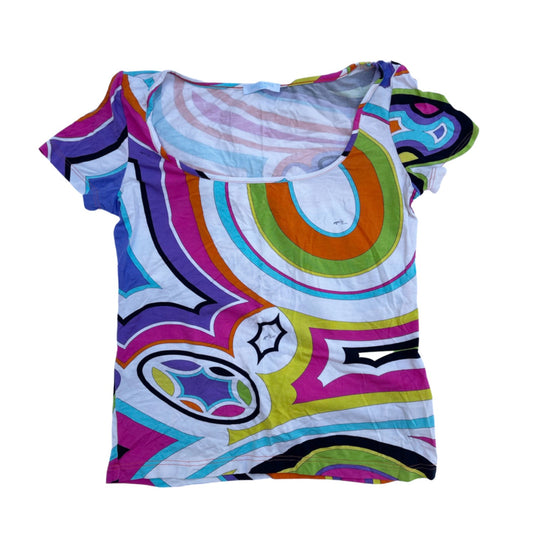 Emilio Pucci Multi Print Scoop Neck Tee