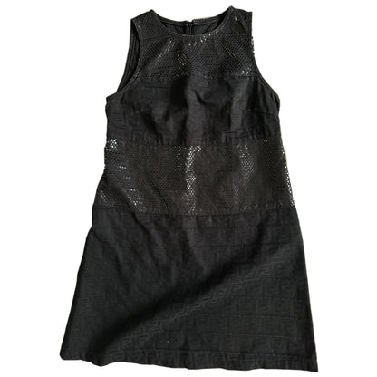 Fendi Zucca Print Embellished Patch Tank Shift Dress