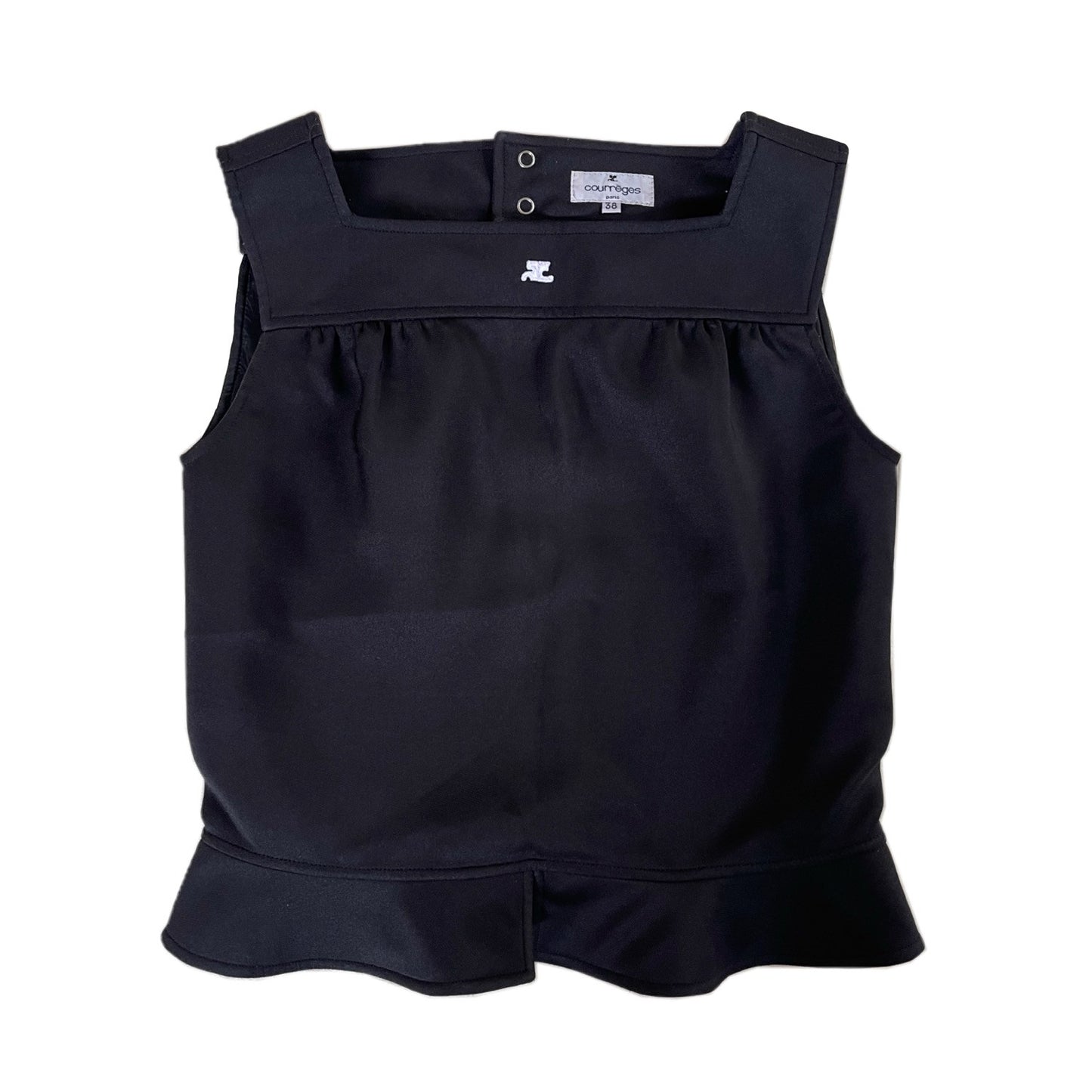 Courreges Logo Sless Peplum Top, Straight Leg Pant Set