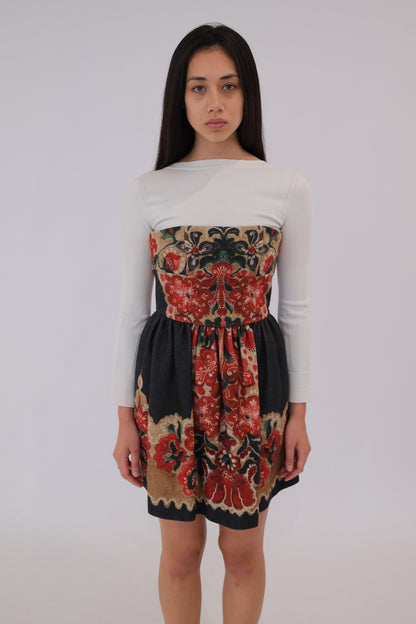 Red Valentino Felt Floral Paisley Mini Dress
