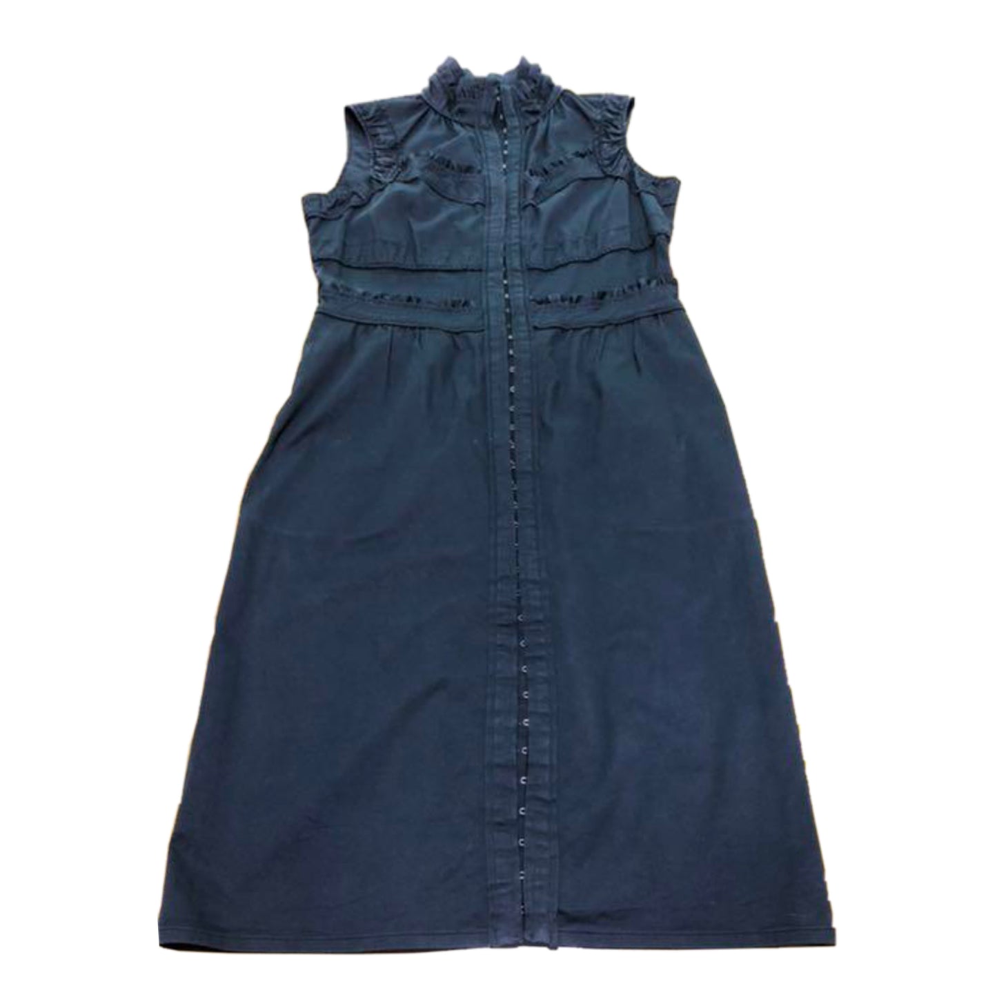 Yves Saint Laurent Frill Hem High Collar Sless Maxi Dress