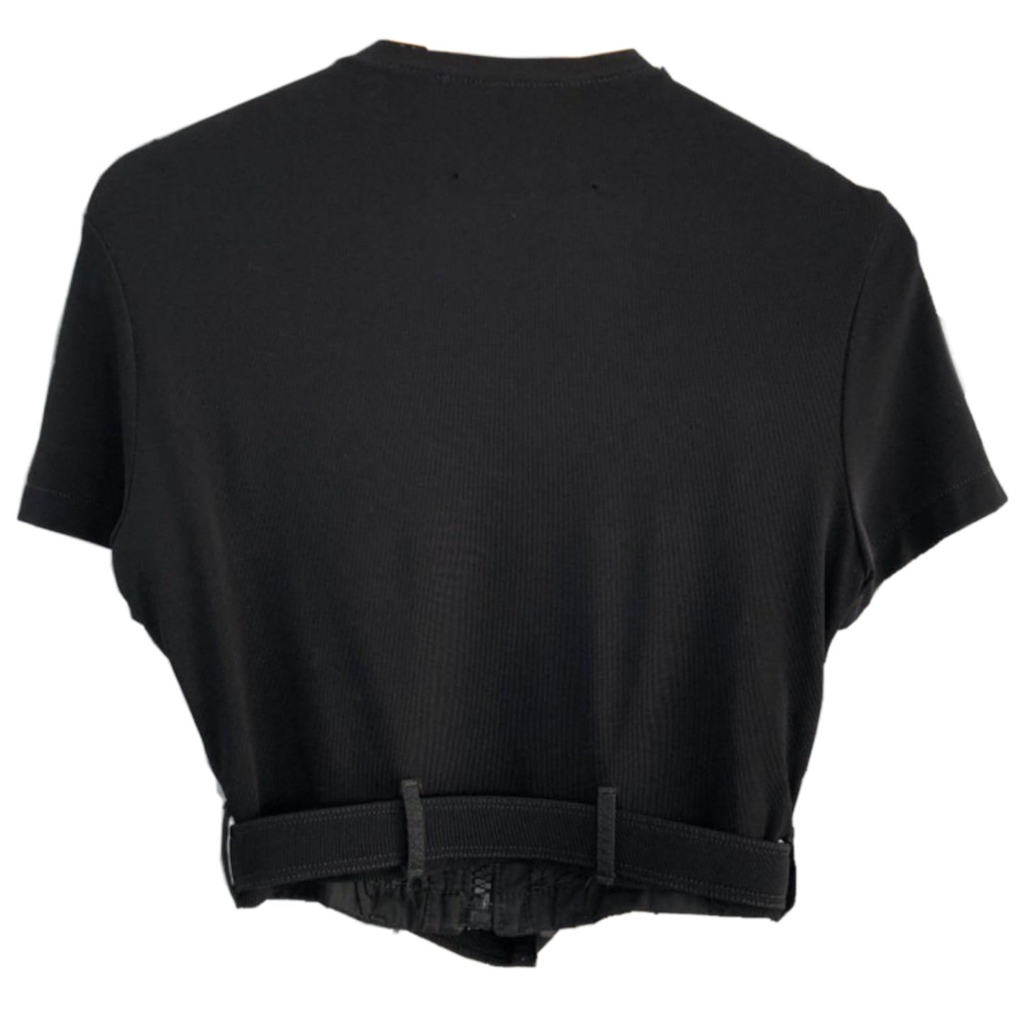 Prada Nylon SS Zip Logo Buckle Crop Top