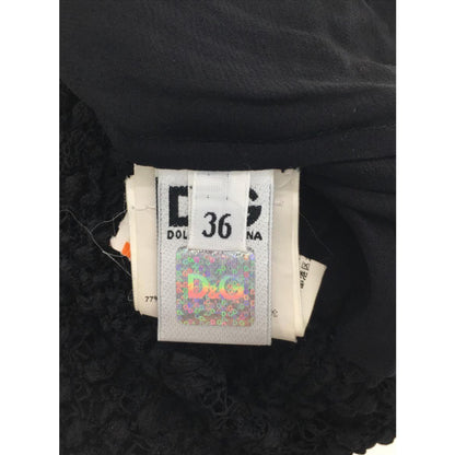 Dolce & Gabbana Lace Crotchet LS Dress Pussybow Neck Tie