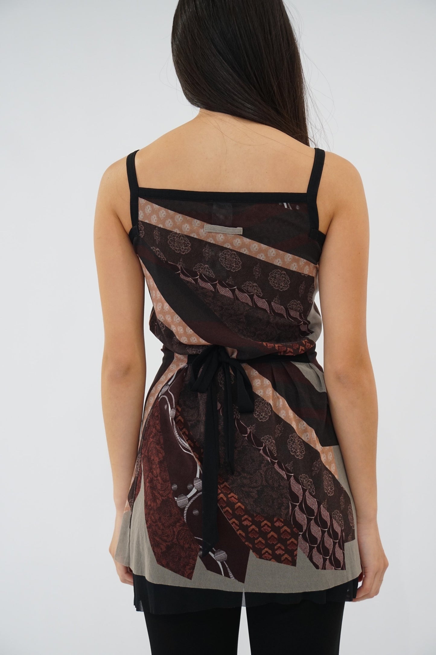 Jean Paul Gaultier Multi Tie Graphic Mesh Print Dress