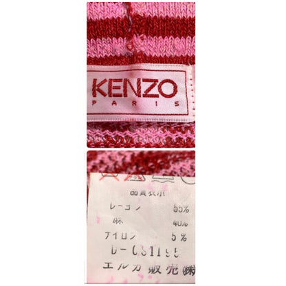Kenzo Pink Red Stripe Over Shoulde Knit Top Dress/Skirt Set