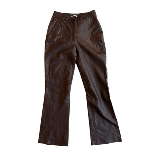 Prada Chocolate Brown Flare High waisted Leather Pants