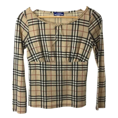 Burberry Blue Label Nova Check LS Scoop Neck Top