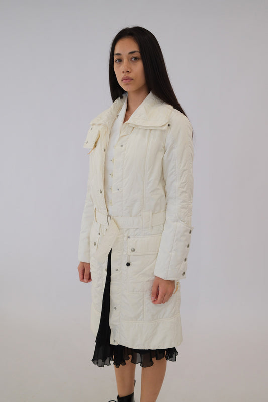 Christian Dior Puffer Snap Button Longline Down Coat w Belt