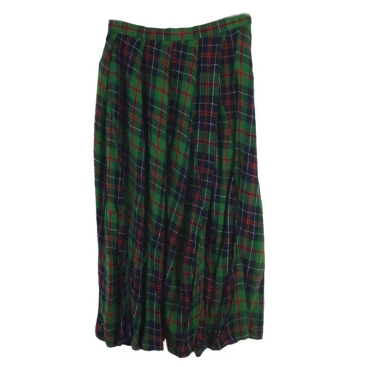Tricot Comme Des Garcons Wool Plaid Pleat Midi Skirt