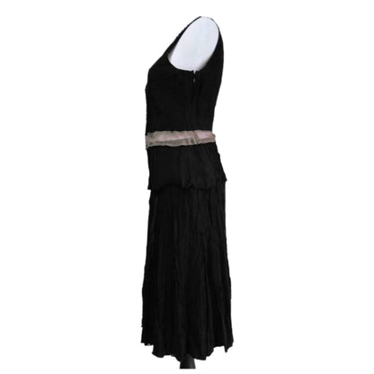 Prada Raw Edge Vertical Ruffle Pleat Midi Skirt Top Set