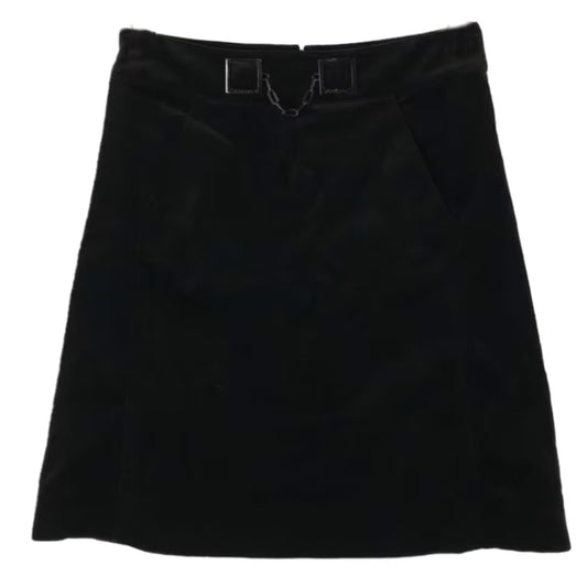 Celine Corduroy A Line Skirt w Metal Logo Buckle