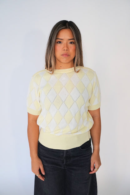Courreges Argyle Boat Neck SS Top