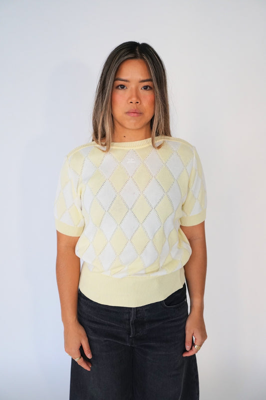 Courreges Argyle Boat Neck SS Top